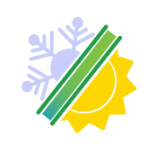 Spray foam insulation shielding snowflake and sun graphic